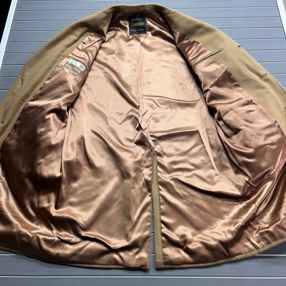 Vintage 100% Cashmere ELDORADO‎ Overcoat Camel Tan Luxury Elegance Mens - Picture 6 of 14